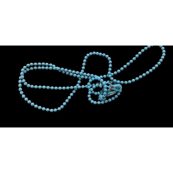 Minimalist Sky Blue Painted Ball Chain Necklace - Picture 5 of 6